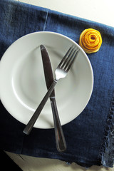 Plate, fork and knife