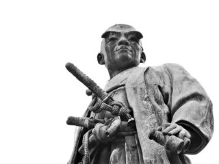 Fototapeta premium 大村益次郎の銅像 白黒