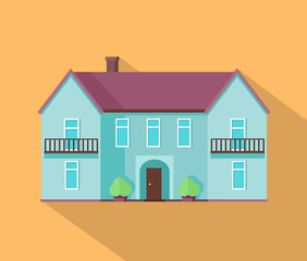 Fototapeta premium Happy House with Terrace Banner Poster Template.
