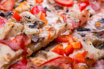 Italian pizza. macro. Background