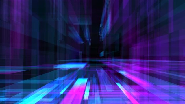 Abstract futuristic footage. Fly camera in the space of a translucent blue and purple panels. Abstract tech background. 3d technology abstract. Seamles looping
