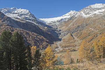 Blick auf den Palü-Gletscher am Berninapass, Graubünden, Schweiz