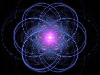 computer fractal decorative colorful floral pattern on a black background