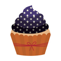 sweet cupcake with usa flag colors over white background. colorful design. vector illustration