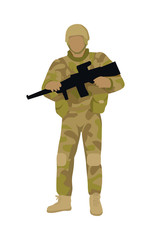 Armed Soldier with Weapon Isolated. Infantry Troop