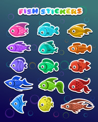 Naklejka premium Funny colorful fish stickers