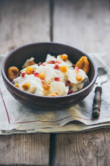 Breakfast cottage cheese with yogurt fruits 