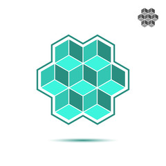 Cubic logo template, brickwork concept