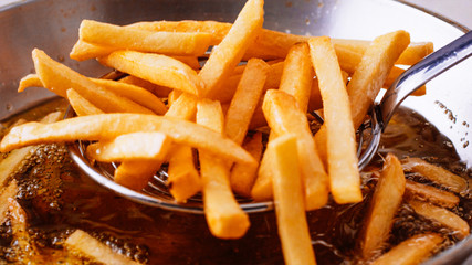  French fries in a deep fryer