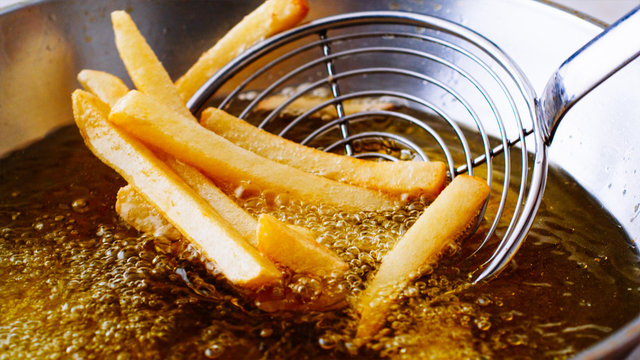  French fries in a deep fryer