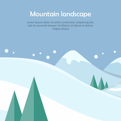 Mountain Landscape Web Banner. Skiing Scinery