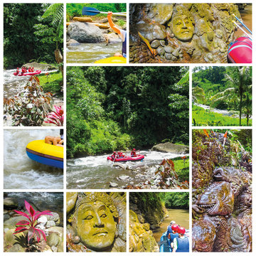 Rafting in the canyon on Balis mountain river, Indonesia