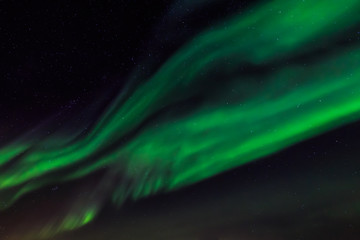 Green northern lights and a stirlight sky  over Nuuk city, Green