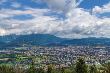 view of Villach from mountain, Austria