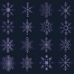 Snowflakes Silhouette.Blue Snowflakes.Vector illustration