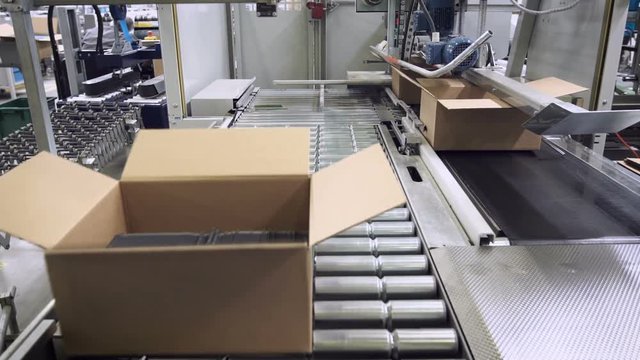 Boxes moves on packing line