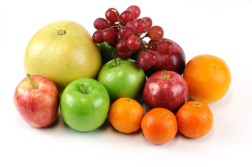 different kinds of fruits on the white background