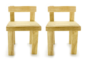 Small wooden chair isolate on white background