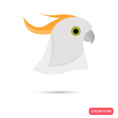 Parrot cockatoo color icon. Flat design. Pet shop theme