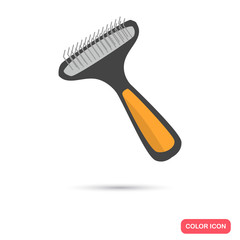 Brush for animal fur color icon. Flat design. Pet shop theme