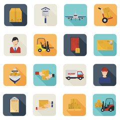 Delivery color icons set. Flat design for web and mobile