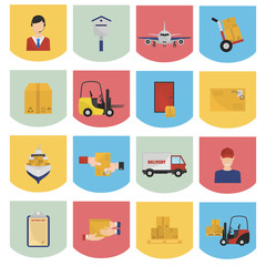 Delivery color icons set. Flat design for web and mobile