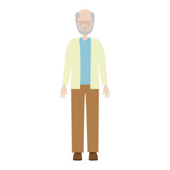cartoon old man smiling with beautiful clothes over white background. vector illustration