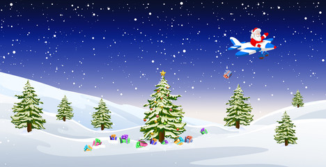 Fototapeta na wymiar Santa on air plane