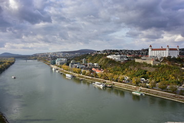 Fototapeta na wymiar Danube river in Bratislava city, Slovak republic