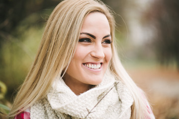 Happy woman smiling outdoor