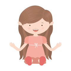 cartoon happy girl kid with smiling face over white background. vector illustration