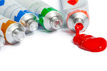 paint in tubes isolated on white