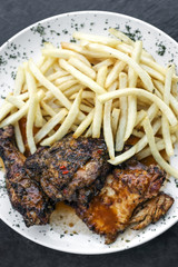 portuguese famous piri piri spicy bbq chicken with french fries