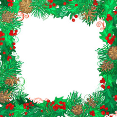 Fototapeta na wymiar Christmas festive frame on white background.