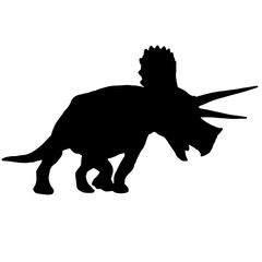 triceratops dinosaur silhouette. Vector black and white illustration 