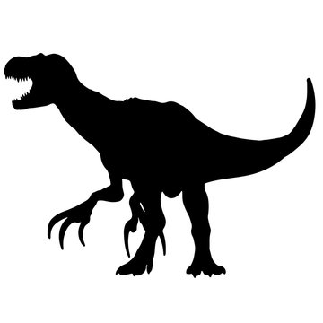 Black vector illustration silhouette of velociraptor 