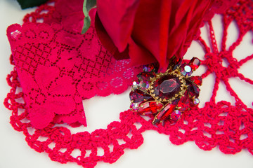 red brooch