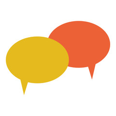 yellow and orange speechs bubbles icon over white background. vector illustration