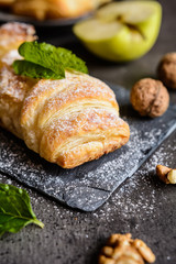 Sweet rolls stuffed with apple and walnut