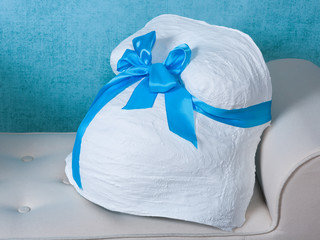 Belly cast with blue bow