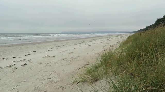 Landscape on the beach of Prora (Rugen Island) Germany. Autumn time. stormy weather.