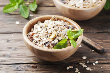 Healthy breakfast with homemade granola