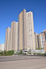 Fototapeta na wymiar Modern residential building in Astana, capital of Kazakhstan