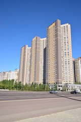 Fototapeta na wymiar Modern residential building in Astana, capital of Kazakhstan