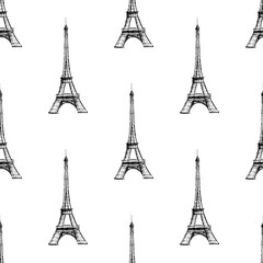 Fototapeta na wymiar Seamless pattern with Eiffel Tower