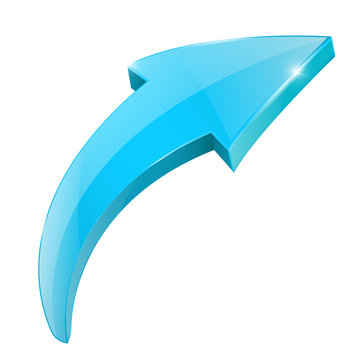 Arrow. Blue shiny 3d icon