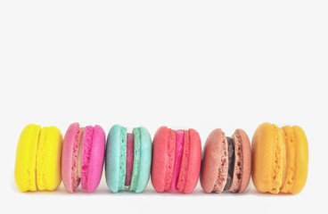 Colorful macaroon  on a white background