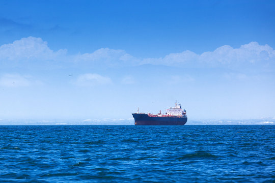 modern tanker in the ocean bay