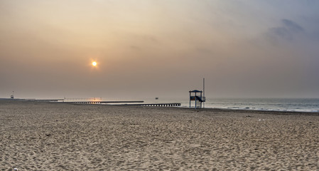 Fototapeta premium famous Lido beach of Venice in morning light
