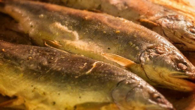 Time lapse cooking fish grilled